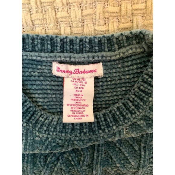 TOMMY BAHAMA Chenille Cable Knit girls soft sweater | Size Medium (7/8) - Picture 4 of 6